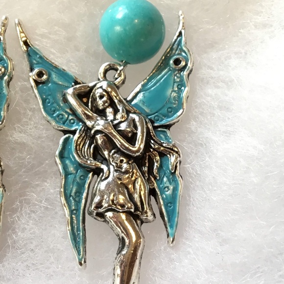 Blue Turquoise Magnesite Fairy Earrings - Picture 7 of 8